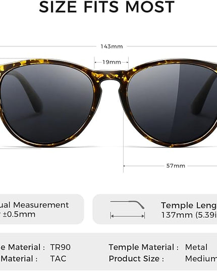 SUNGAIT Premium Vintage Round Sunglasses for Women Men Classic Retro Trendy Style