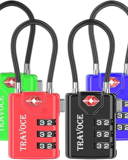 TSA Approved Luggage Locks, Travel Locks Which Also Work Great as Gym Locks, Toolbox Lock, Backpack and More 1,2,4,6 &10 pk (4 Colors)