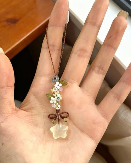 Ice-transparent Star Phone Charm Cute Bow Leaf Flower Phone Charms Strap Aesthetic Cellphone Keychain Camera Charm Strap Bag Hanging Pendant Decorations Handbag Charms Accessories Womens Keychain
