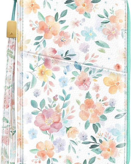 Family Passport Holder Wallet RFID Blocking Document Organizer PU Leather Mulit-purpose Travel Wallet Credit Cards Case for Women Men, Watercoler Floral