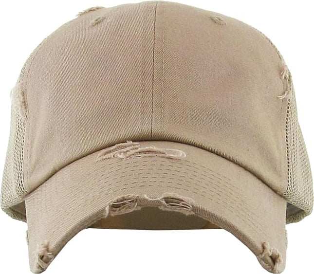 KBETHOS Vintage Washed Distressed Cotton Dad Hat Baseball Cap Adjustable Polo Trucker Unisex Style Headwear
