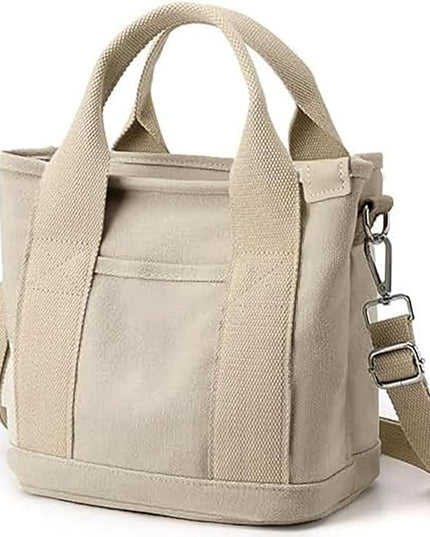 Small Tote Bag with Zipper, 2024 Canvas Multi-Pocket Crossbody Bag Shoulder Bag Satchel Hobo Bag Messenger Bag