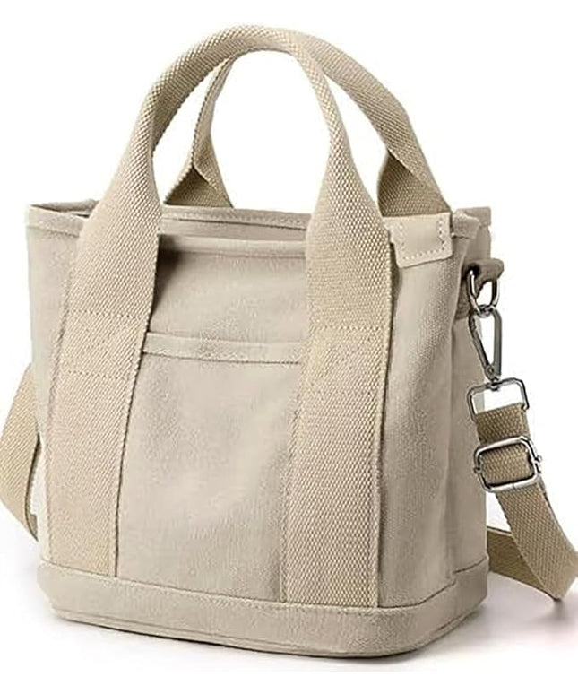 Small Tote Bag with Zipper, 2024 Canvas Multi-Pocket Crossbody Bag Shoulder Bag Satchel Hobo Bag Messenger Bag