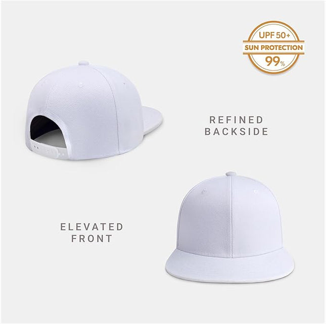 CHOK.LIDS Flat Bill Visor Classic Snapback Hat Blank Adjustable Brim High Top End Trendy Color Style Plain Tone Baseball Cap