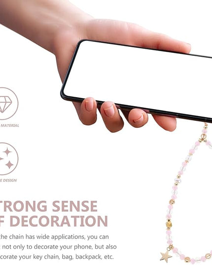 Five-pointed Star Beaded Phone Charm Strap Anti-slip Wrist Lanyard for Cell Phones Lightweight and Comfortable for Outdoor Use Versatile Hanging Pendant for Keys and Bags