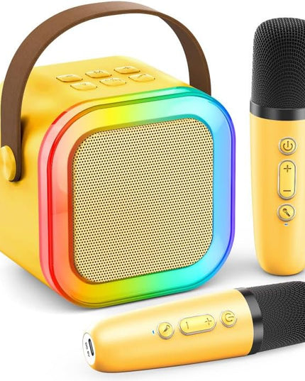 Karaoke Machine for Kids Adults, Portable Bluetooth Speaker with 2 Wireless Karaoke Microphones, 2026 TOP Birthday for Girls 3,4,5,6,8+Year Old Toddler Toys Karaoke Player(Yellow)