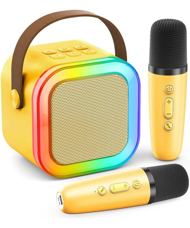 Karaoke Machine for Kids Adults, Portable Bluetooth Speaker with 2 Wireless Karaoke Microphones, 2026 TOP Birthday for Girls 3,4,5,6,8+Year Old Toddler Toys Karaoke Player(Yellow)