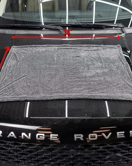 ExoForma Mega Car Drying Towel - Holds Up to 9 lbs, No Streaks, Scratches, or Water Spots | 1200 GSM Microfiber Double Twist Pile & Edgeless Design, 1 Quick & Effortless Dry - 24” x 36”