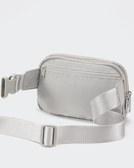 Pander Everywhere Belt Bag for Women, 5 Zipper Pockets Nylon Crossbody Fanny Pack Purse (Seal Grey)