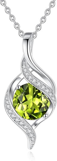 FANCIME Birthstone Necklace for Women Round Cubic Zirconia Necklace S925 Sterling Silver full Love Birthday Gifts for Mom Women