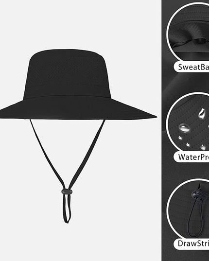 ZOORON Boonie Hat UPF 50+ Cooling Sun Hat for Men and Women,Wide Brim Bucket Hats with UV Protection for Safari Hiking Beach