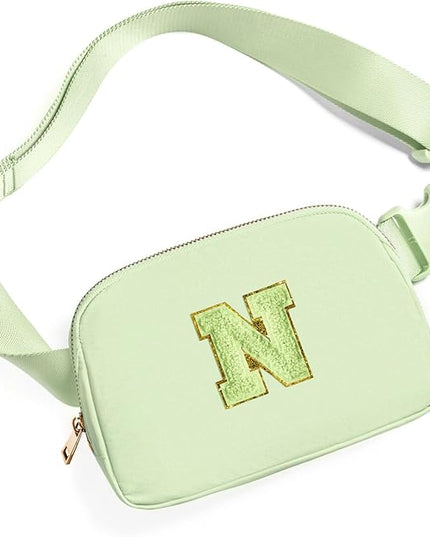 Gitus Gifts for 8 9 10 11 12 Year Old Girls Belt Bag Fanny Pack Crossbody Bags with Initial Letter Patch Cute Stuff Birthday Gifts for Teen Girls Women Personalized Trend Stuff (Light Green-N)