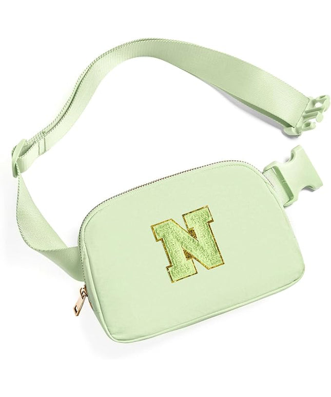 Gitus Gifts for 8 9 10 11 12 Year Old Girls Belt Bag Fanny Pack Crossbody Bags with Initial Letter Patch Cute Stuff Birthday Gifts for Teen Girls Women Personalized Trend Stuff (Light Green-N)
