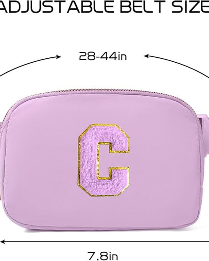 Gitus Gifts for 8 9 10 11 12 Year Old Girls Belt Bag Fanny Pack Crossbody Bags with Initial Letter Patch Cute Stuff Birthday Gifts for Teen Girls Women Personalized Trend Stuff (Lavender-C)