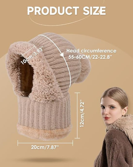 3 in 1 Beanie Hat with Scarf and Mask, Upgrade 3 in 1 Beanie Hat For Women, Fall Winter Warm Knitted Ski Scarf and Mask Set