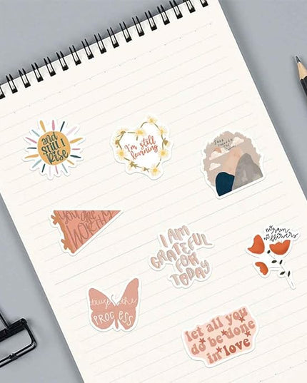 Vintage Inspirational Stickers 50Pcs, Boho Motivational Aesthetic Stickers for Women Adults Kids Teen Teachers, Retro Vinyl Waterproof Positive Decals for Laptop Water Bottles Phone Scrapbook Journal