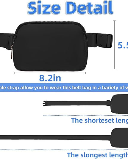 Belt Bag for Women, Cross Body Fanny Pack Fashion Waist Packs Everywhere Belt Bag with Adjustable Strap Gifts for Teen Girls Women Men (Black)
