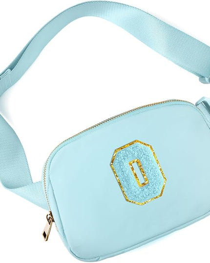 Gitus Gifts for 8 9 10 11 12 Year Old Girls Belt Bag Fanny Pack Crossbody Bags with Initial Letter Patch Cute Stuff Birthday Gifts for Teen Girls Women Personalized Trend Stuff (Icing Blue-O)