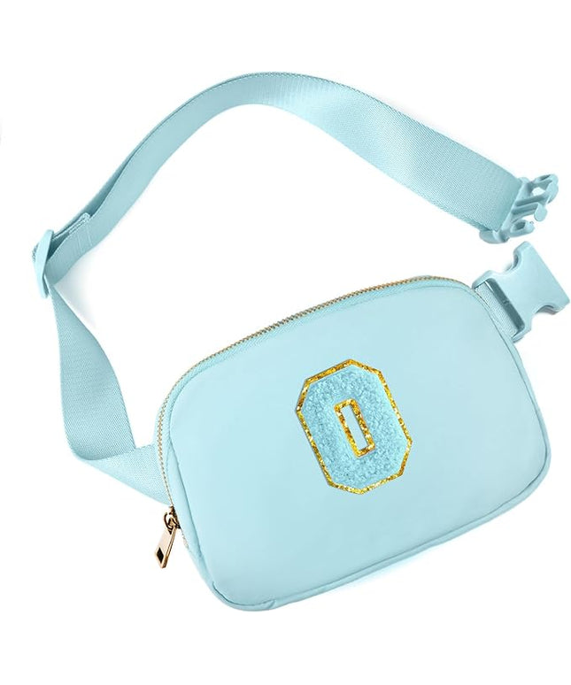 Gitus Gifts for 8 9 10 11 12 Year Old Girls Belt Bag Fanny Pack Crossbody Bags with Initial Letter Patch Cute Stuff Birthday Gifts for Teen Girls Women Personalized Trend Stuff (Icing Blue-O)