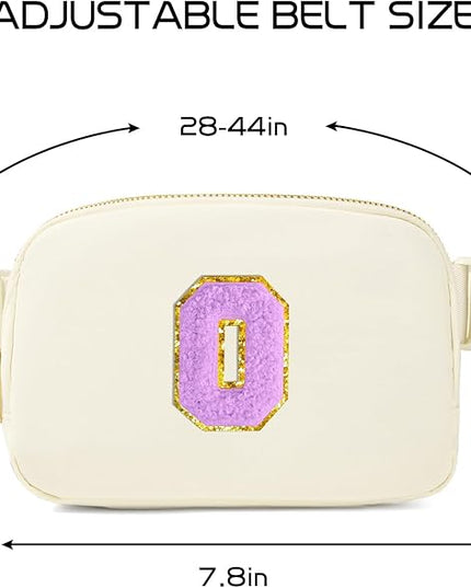 Gitus Gifts for 8 9 10 11 12 Year Old Girls Belt Bag Fanny Pack Crossbody Bags with Initial Letter Patch Cute Stuff Birthday Gifts for Teen Girls Women Personalized Trend Stuff (Ivory-O)