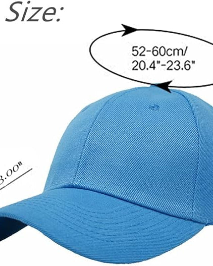 Glory Max Plain Baseball Cap Hook & Loop Strap Adjustable Solid Blank Curved Visor Hat