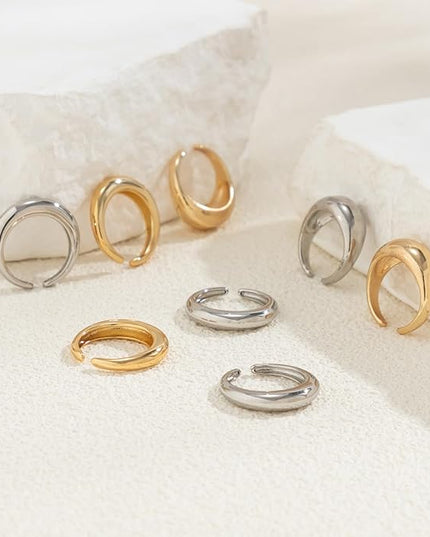 Chunky Rings for Women Adjustable Thick Rings Set Trendy Statement Stackable Ring for Women Chunky Jewlery Irregular Dome Flower Finger Knkuckle Thumb Ring