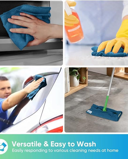 HOMEXCEL Navy Blue Microfiber Cleaning Cloth, 24 Pack Cleaning Towels for Kitchen, Lint Free, Scratch-Free, Highly Absorbent, and Reusable Cleaning Rags for House, Window, Cars, 11.5 X11.5 inch
