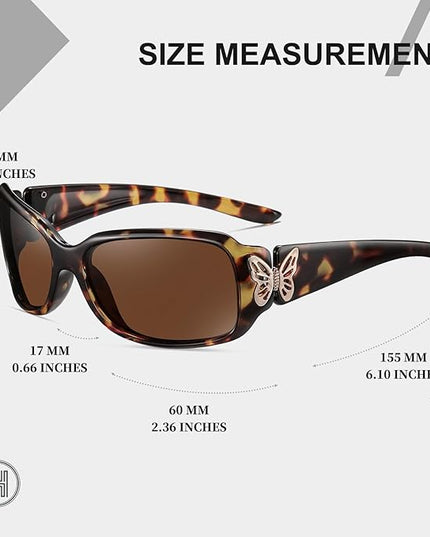 HAOLOTA Women's Polarized Sunglasses - Fashionable Wraparound Butterfly Design with UV400 Protection