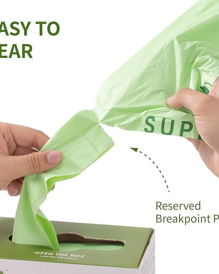 SUPERBIO 13 Gallon Flat Top Compostable Food Waste Bags, 50 Count, 2 Pack, 49.2L, 0.87 Mil, ASTM D6400 BPI and OK compost INDUSTRIAL