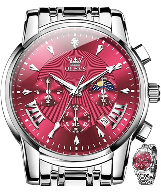 OLEVS Men's Luxury Watch Waterproof Luminous Easy Read Chronograph Watches Full Gold/White Dail/Black Face with Calendar Wristwatch