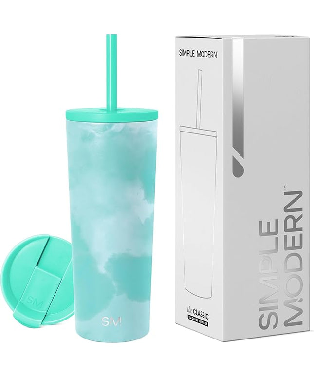 Simple Modern Classic Tumbler with Lid and Straw | Insulated Iced Coffee Cup Reusable Stainless Steel Water Bottle Travel Mug | Gifts for Women Men Her Him | 24oz | Ocean Tide