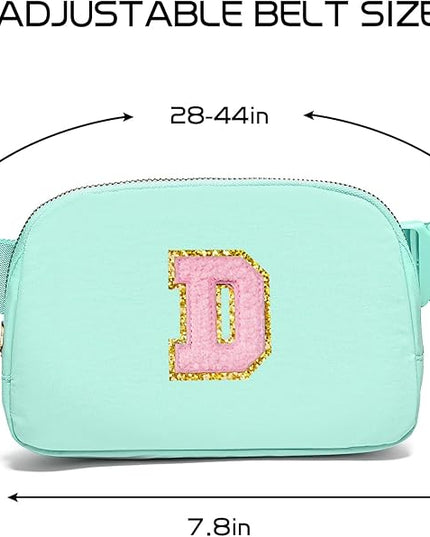 Gitus Belt Bag Fanny Pack Crossbody Bags with Initial Letter Patch Cute Stuff Birthday Gifts for Teenager Girls Trendy Preppy Stuff for Teen Girls Cool Stuff for Teens (Mint Green-D)