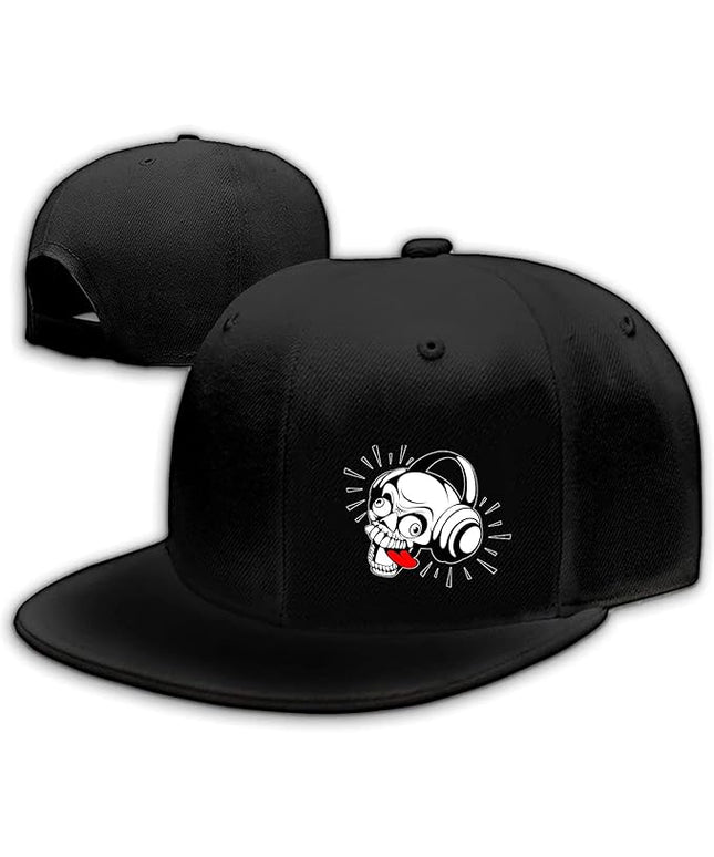 Skull Finger Flat Bill Hats for Men Black Mens Snapback Hat Baseball Cap Fitted Hat Rock N Roll Skeleton Hand Snap Backpack