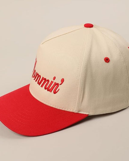 MIRMARU Two-Tone Vintage Canvas Trucker Hats for Men & Women, Adjustable Size Baseball Caps with Trendy Embroidered Design