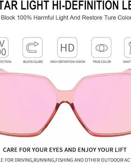 Dollger Oversized Square Sunglasses for Women Big Large Wide Fashion Shades for Men UV Protection Unisex