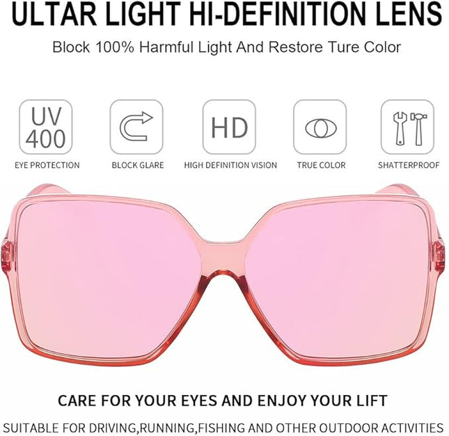 Dollger Oversized Square Sunglasses for Women Big Large Wide Fashion Shades for Men UV Protection Unisex
