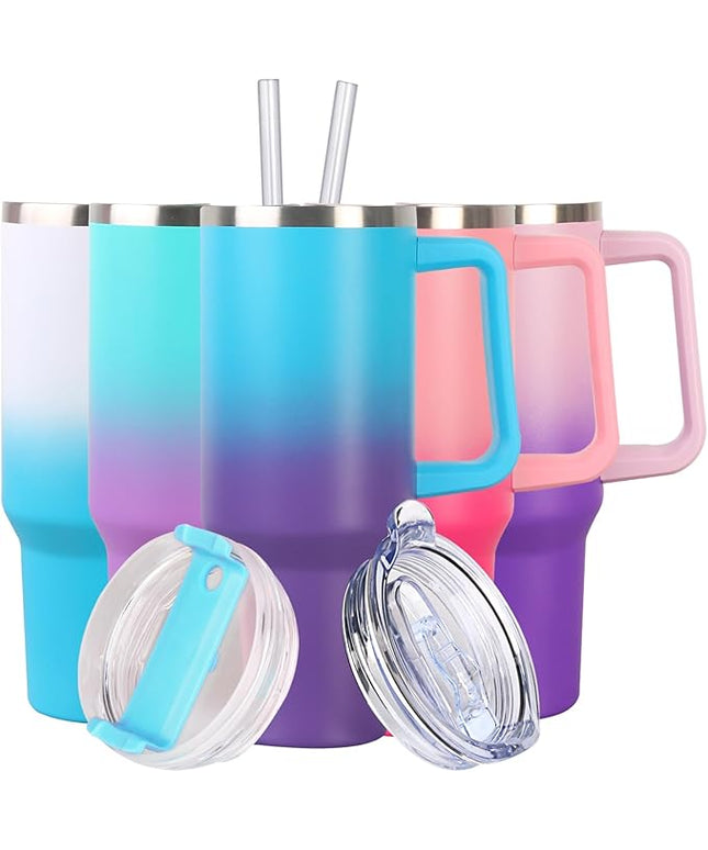 SYACOT 40 oz Tumbler with Handle and Straw Stainless Steel Insulated Tumbler Leak Proof Lid and Straw Lid Reusable Travel Mug Coffee Mug Cup Dishwasher Safe Keep Drinks Cold and Hot (Amethyst)