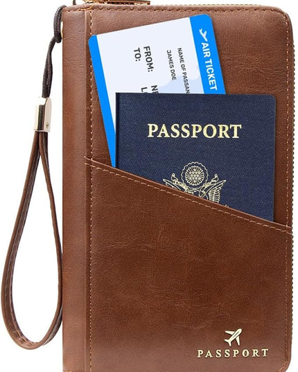 Passport Holder for Travel Women and Men RFID Passport Holder with Card Slots Holder Passport Case Passport cover Passport Wallet Travel Essentials and Accessories (Zipper, ZN-DarkBrown Zipper)