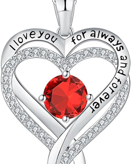 Jewelry for Women Wife Infinity Heart Birthstone I Love You Necklace S925 Anniversary Women Necklaces for Her Wife Birthday Gift Ideas, Birthday Present for Girlfriend Mom Daughter Sterling Silver