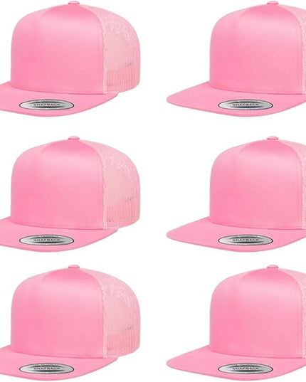 Yupoong 5-Panel YP Classic Trucker Cap | High Profile Flat Visor Snapback | OSFM | Bulk Packs Available