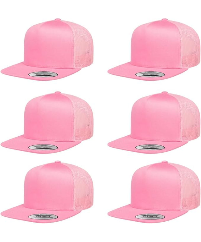 Yupoong 5-Panel YP Classic Trucker Cap | High Profile Flat Visor Snapback | OSFM | Bulk Packs Available