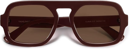 VANLINKER Oversized Retro Square Aviator Sunglasses for Women Men 70s Vintage Style Trendy Big Flat Top Sun Glasses VL9826