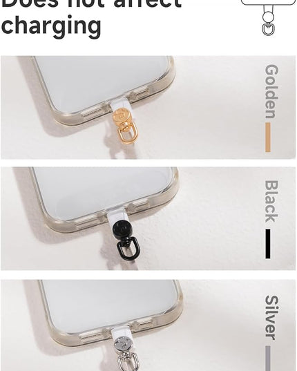 project-cb Phone Tether Tab 2 Pack,Universal Phone Lanyard Patch without Adhesive,Phone Strap Replacement Part for Cell Phone (Clear-Black)
