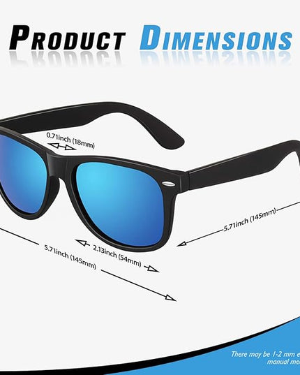 Sunier Polarized Sunglasses for Men and Women, Retro Square Matte Finish UV400 Protection Shades for Driving, Fishing