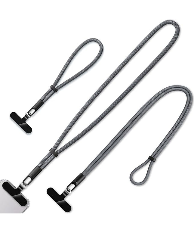 3 Pack Phone Lanyard,1×Phone crossbody strap,1×Phone Neck Strap,1×Wrist Strap,3×Tether Tabs,Universal Cell Phone Multifuctional Patch Polyester Lanyards(Grey)