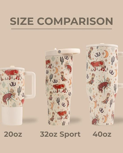 HydroJug Sport - Stainless Steel Tumbler with Straw, Vacuum Insulated, 40oz Leakproof Water Bottle, Ergonomic Design, Reusable, Dishwasher Safe, Rubber Base, Durable for Gym or Outdoors, Rodeo
