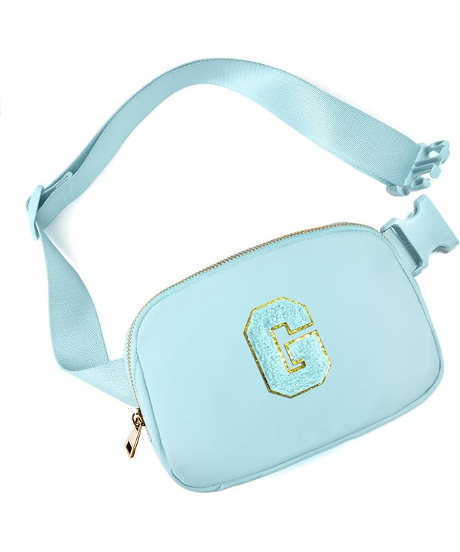 Gitus Gifts for 8 9 10 11 12 Year Old Girls Belt Bag Fanny Pack Crossbody Bags with Initial Letter Patch Cute Stuff Birthday Gifts for Teen Girls Women Personalized Trend Stuff (Icing Blue-G)