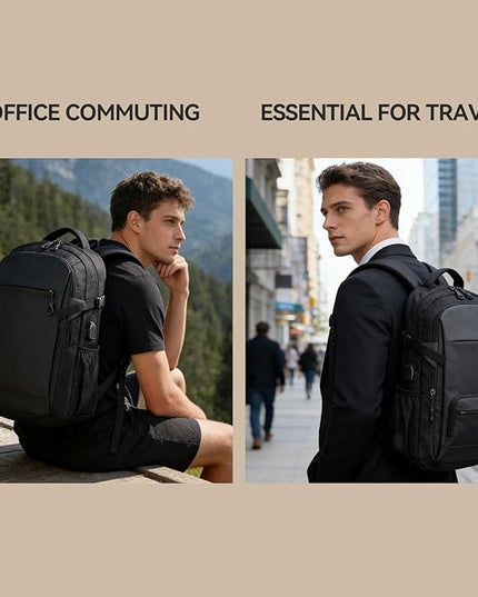 Travel Laptop Backpack, Waterproof 15.6 Inch Computer Work Lightweight Packback Bag for Men Women College Gift, Black (Black)