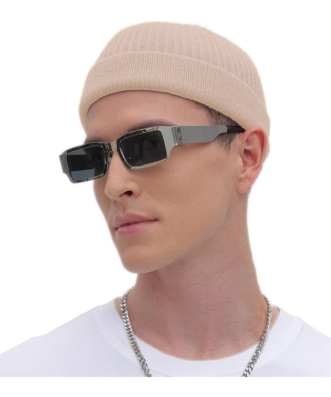 ROYBENS Thin Swag Wool Short Fisherman Beanie for Men Women, Knit Cuff Trawler Beanie Watch Hat, Soft Spring Fall Skull Cap
