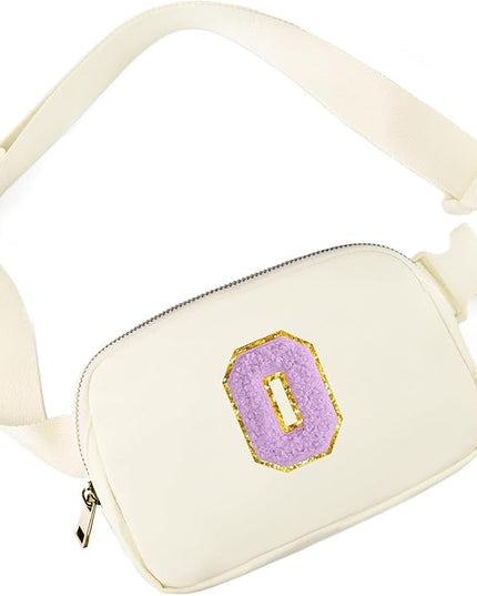 Gitus Gifts for 8 9 10 11 12 Year Old Girls Belt Bag Fanny Pack Crossbody Bags with Initial Letter Patch Cute Stuff Birthday Gifts for Teen Girls Women Personalized Trend Stuff (Ivory-O)